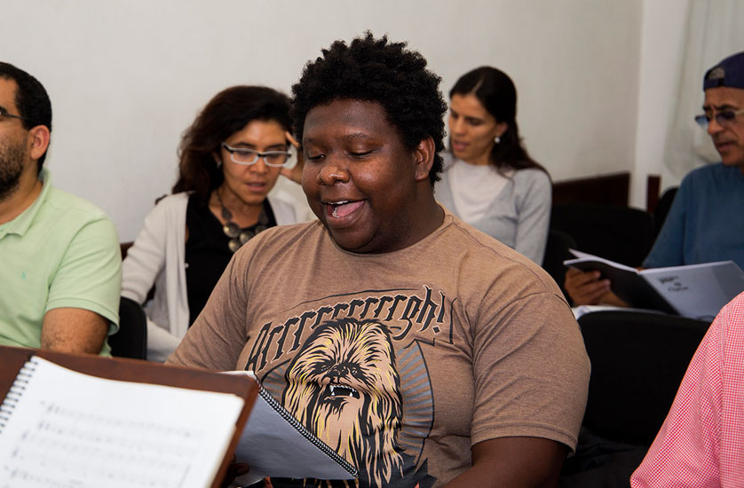 Aluno na aula de percepção do Cigam